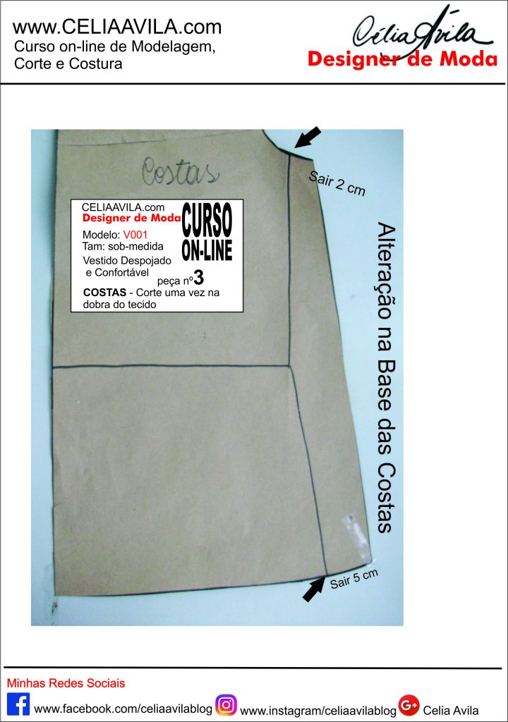 ALTERAÇÃO NO DECOTE DAS COSTAS DO VESTIDO